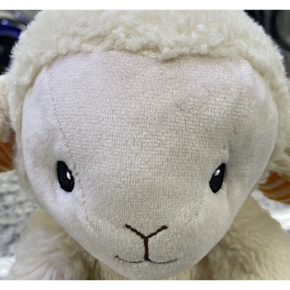 Spark Create Cream Baby Lamb Rattle Crinkle Ears Soft Eyes Stuffed Plush Toy 10" - Picture 1 of 11